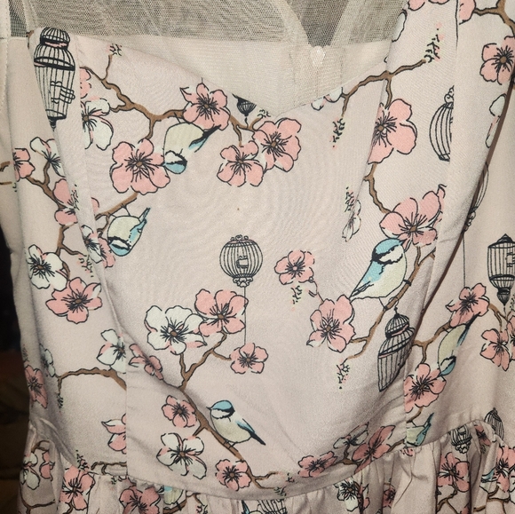 Floral Hell Bunny Dress with Sheer Shoulder Detail - Picture 5 of 6